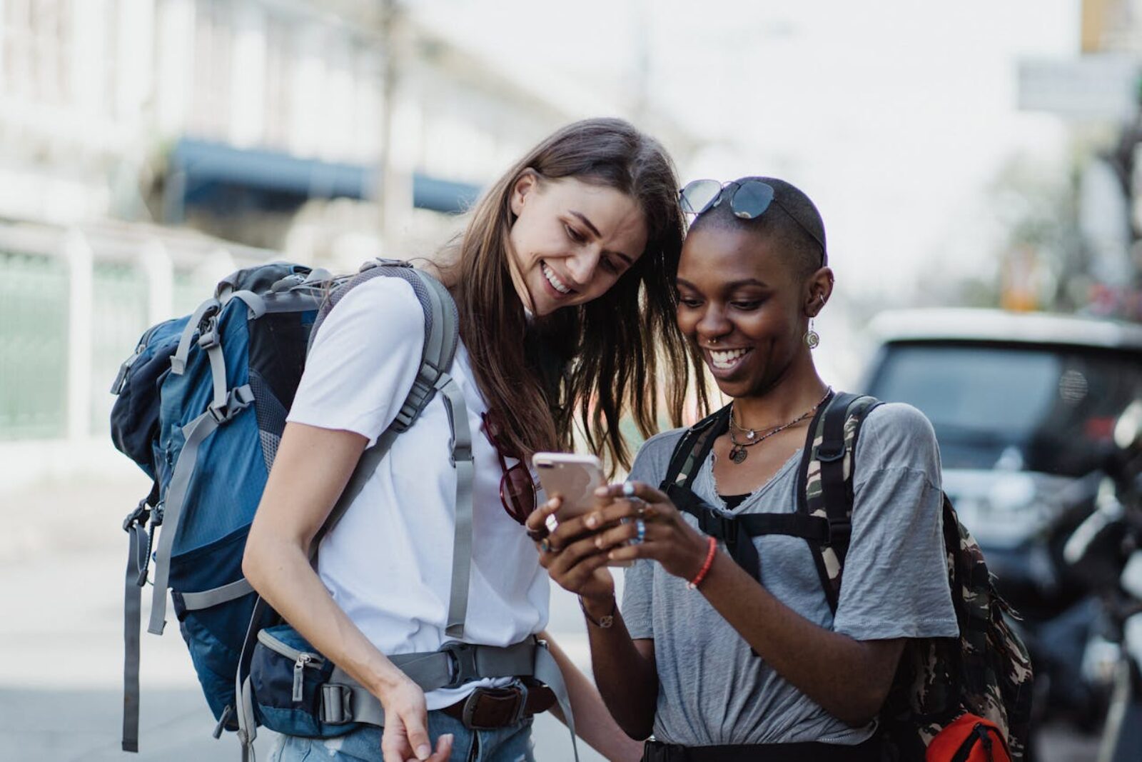 Tourists searching on mobile