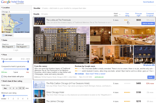 Google hotel finder